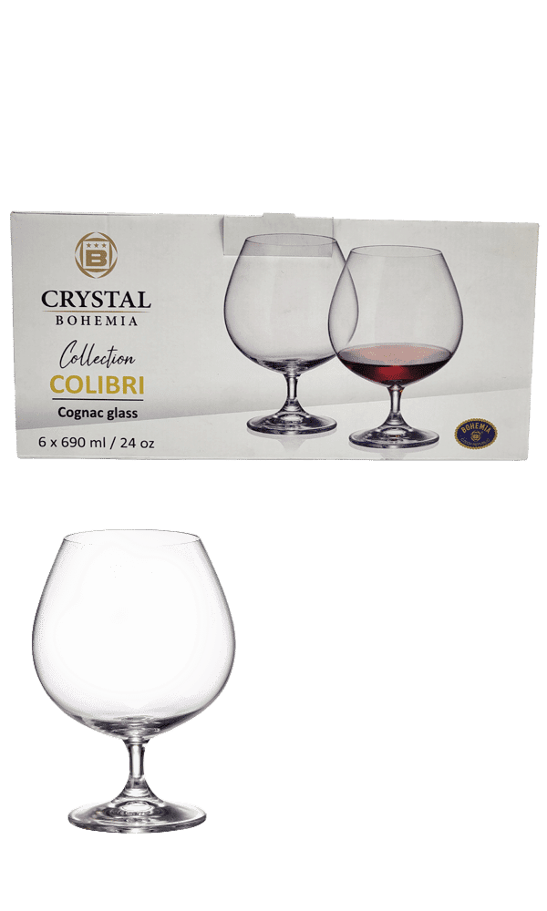 סט 6 כוסות קריסטל בוהמיה קוניאק 690 מ"ל