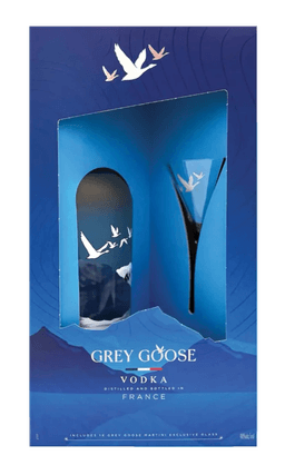 מארז וודקה גריי גוס 1 ליטר וכוס מרטיני