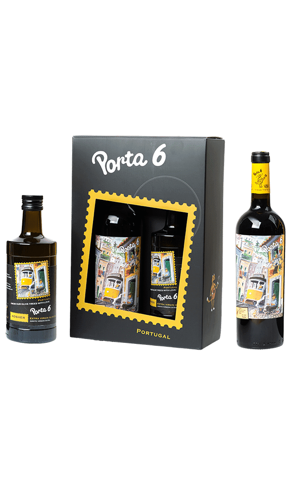 מארז יין פורטה 6 אדום +בקבוק שמן זית פורטה 500 מ"ל