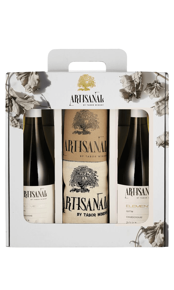 מארז יין תבור ארטיזנל אלמנטס 2 לבנים + שמיכת פיקניק