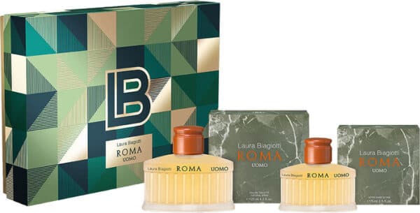 לאורה ביגוטי רומא מארז בושם לגבר אדט 125מ"ל + אפטר שייב 75מ"ל LAURA BIAGIOTTI ROMA SET EDT 125ML + AFTER SHAVE 75ML