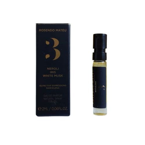דוגמיות מס' 3 נרולי איריס ווייט מאסק אדפ יוניסקס 2 מ"ל רוסנדו מטאו - Rosendo Mateu No 3 Neroli Iris White Musk Unisex 2ml EDP SAMPLE