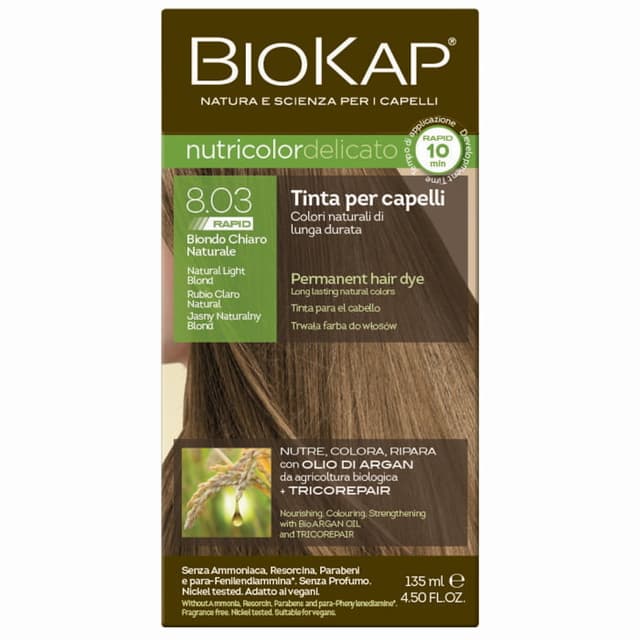 ביוקאפ – צבע שיער בלונד בהיר טבעי 8.03 135 מ״ל BioKap