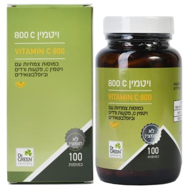 ויטמין C 800 לא חומצי (100 כמוסות) ד"ר גרין
