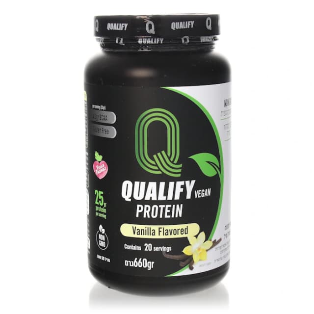 אבקת חלבון טבעונית בטעם וניל - QUALIFY 660 גרם