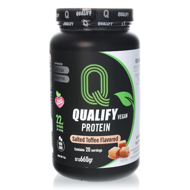 אבקת חלבון טבעונית בטעם טופי מלוח - QUALIFY 660 גרם