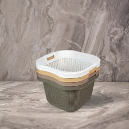 סל כביסה  ראטן לבן נמוך 47/47/34