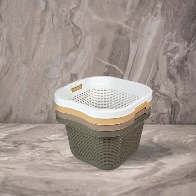 סל כביסה  ראטן לבן נמוך 47/47/34