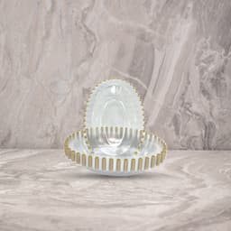 צלחת PEARL פרל 9' לבן-זהב (10 יח')