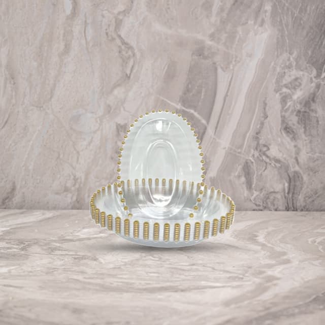 צלחת PEARL פרל 9' לבן-זהב (10 יח')