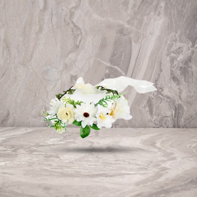 זר פרחים לבן לראש