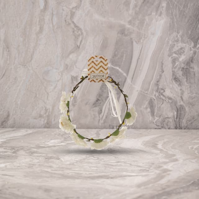 זר פרחים לבן עדין לראש