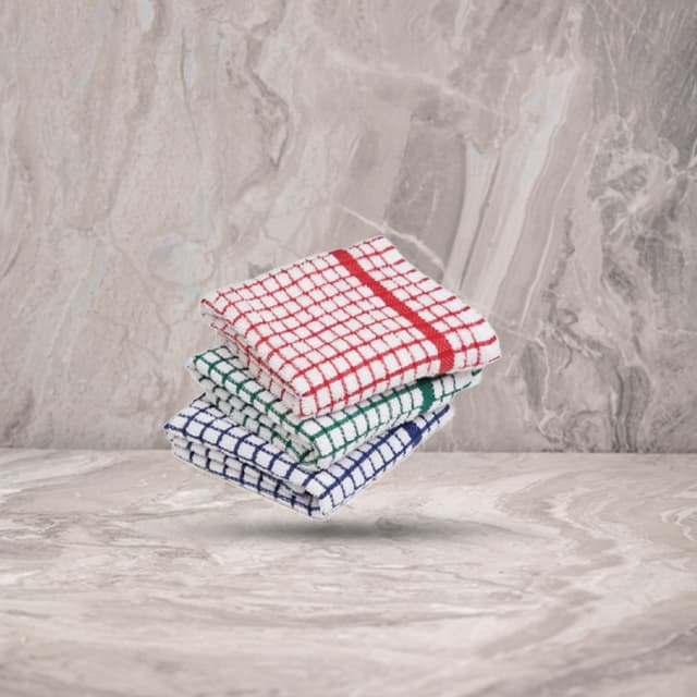 שלישיית מגבות מטבח משובצות