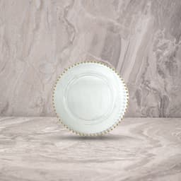 צלחת 7' PEARL שקוף חרוזים זהב