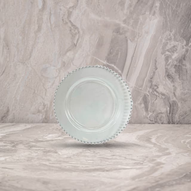 צלחת PEARL פרל 9' שקוף-כסף (10 יח')