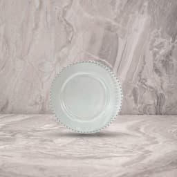 צלחת PEARL פרל 10' שקוף-כסף (10 יח')