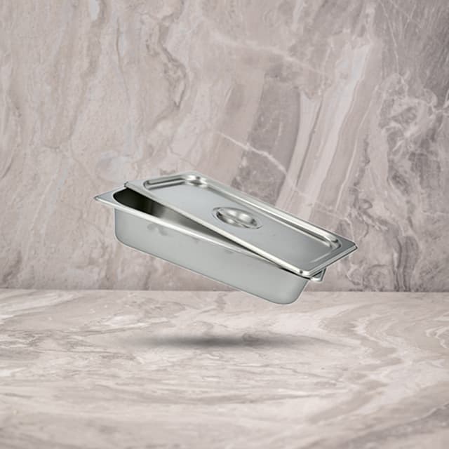 גסטרונום נירוסטה 1/3 + מכסה גובה 6.5סמ