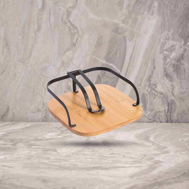 מפיון מתקן לנייר שחור בשילוב עץ