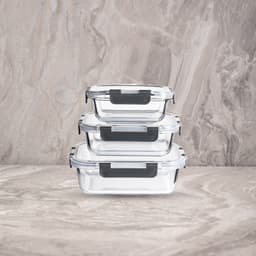 סט 3 קופסאות זכוכית מרובעות