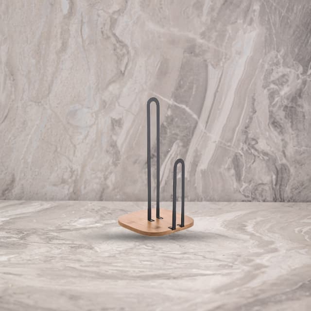 מעמד לנייר שחור בשילוב עץ