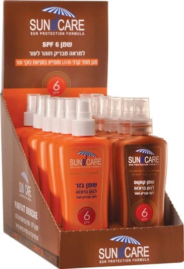 סטנד שולחני סאן&קאר שמני גזר+קוקוס 12יח' / Sign Board Sun&care 12 Pcs