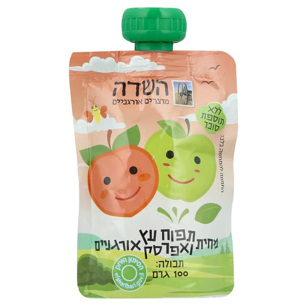 מחית תפוח עץ ואפרסק אורגני 100 גרם