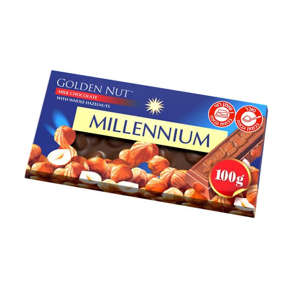 שוקולד מילניום גולד לבן אגוזים 100 גרם