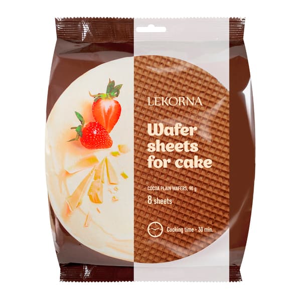 עלי וופל עגולים בתוספת קקאו 90 גרLEKORNA