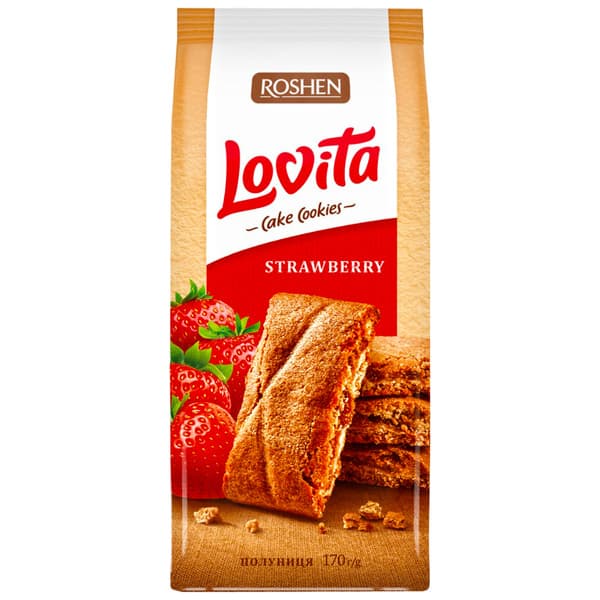 עוגיות עם מילוי תות שדה 168 גר LOVITA