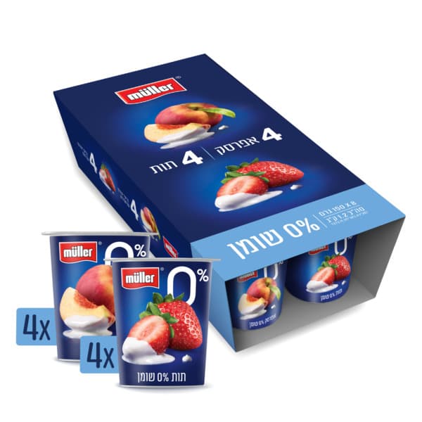 מאגדת תות ואפרסק מולר סימפלי 0% 8*150 גר