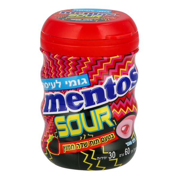מסטיק מנטוס חמוץ בטעם תות שדה 60 גרם