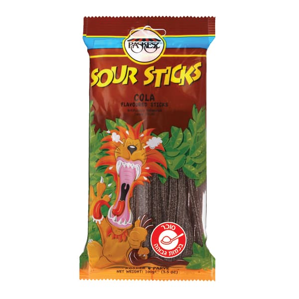 מקלות חמצוצים בטעם קולה פשקז 100 גרם