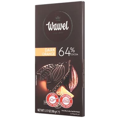 פרמיום שוקולד מריר 64% עם קליפות תפוז 90