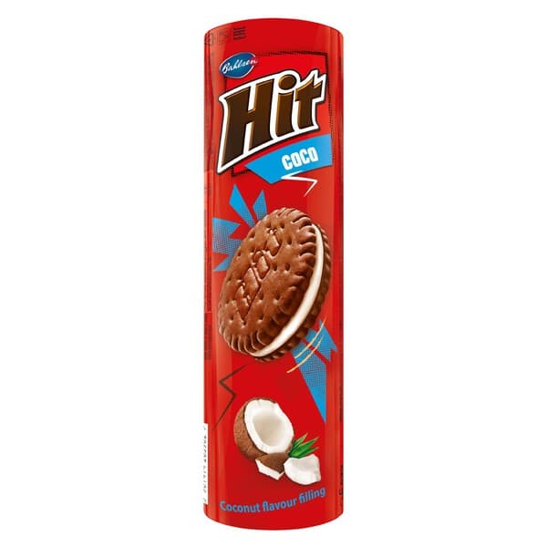 ביסקוויט במילוי קרם בטעם קוקוס 220ג' היט