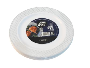 צלחות דיימונד ענק לבן כסף 10 יח'