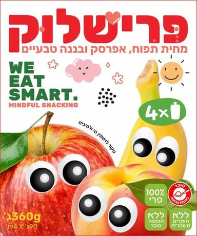 WE EAT SMART פרישלוק מחית תפוח אפרסק בננה 4*90 גרם