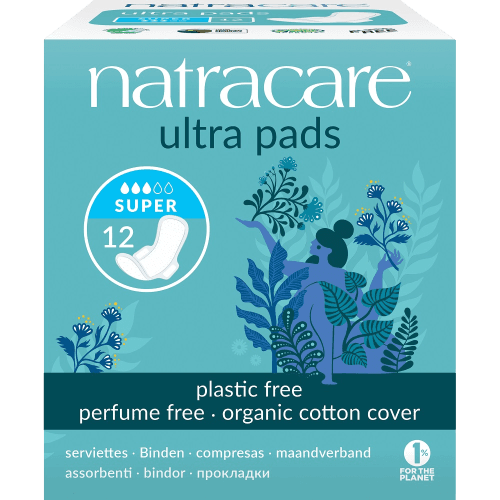 תחבושות אולטרה | ללא פלסטיק | מוך 100 אחוז טבעי | סופר | ללא בישום | מכיל 12 יחידות | אורגני