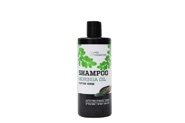 שמפו מורינגה | מעושר בתמצית ספירולינה | לכל סוגי השיער | מכיל 500 סמק | 100 אחוז טבעי