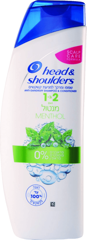 שמפו ומרכך | למניעת קשקשים | אהד אנד שולדרס | 2 ב 1 | מנטול | מכיל 500 מל