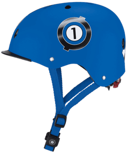 קסדת ילדים גלובר דגם אליט עם תאורה וסגירת מגנט כחול מרוץ - GLOBBER - קסדות