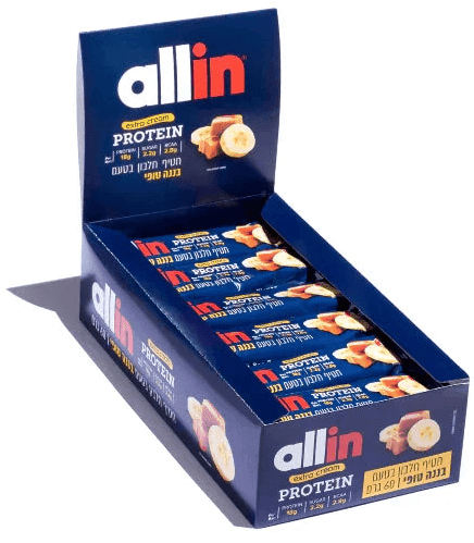 מארז 24 חטיפי חלבון | בטעם בננה טופי | 18 גרם חלבון | מכיל 60 גרם לחטיף |