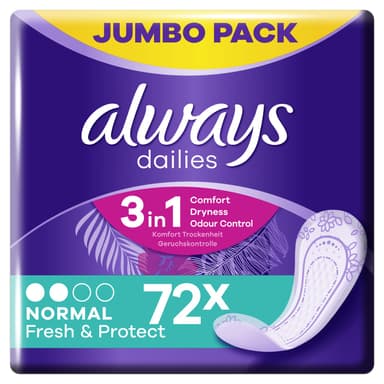 מגני תחתון נורמל עם ניחוח | 72 יחידות | always dailies Normal Fresh Protect |