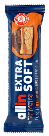 חטיף חלבון בטעם בוטנים קרמל | Extra Soft | מכיל 55 גרם | 15 גרם חלבון | 22 סוכר | 24 BCAA | ללא תוספת סוכר