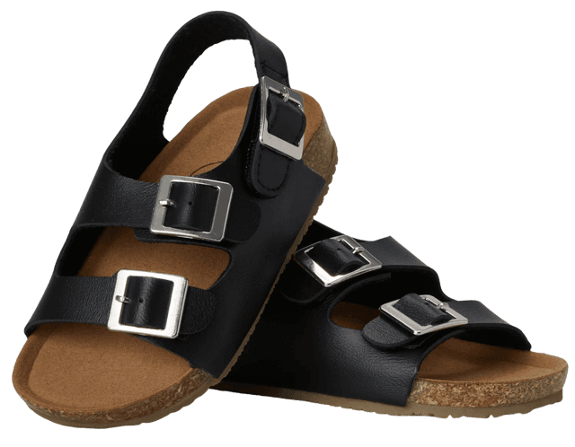 סנדל תנכי דמוי עור לילדים בייבי מוקס Baby Mocs צבע שחור