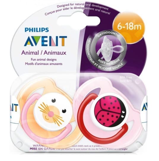 זוג מוצצי סיליקון אבנט חיות avent animals | לגילאים 6-18 חודשים |