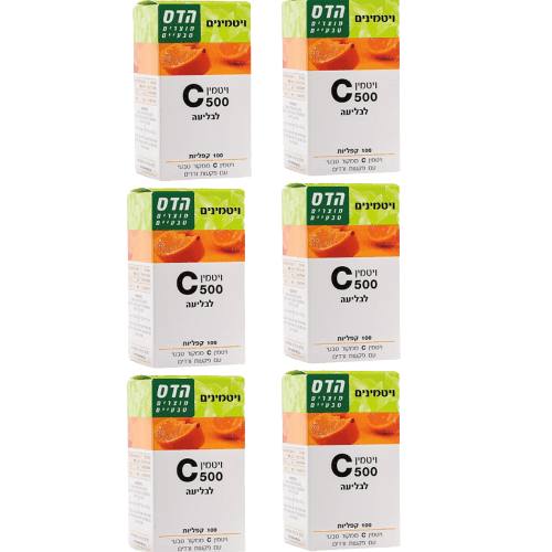 ויטמין C-500 לבליעה | בתוספת פקעות ורדים | 600 טבליות | מבצע שישייה | פלוריש הדס | Floris Hadas