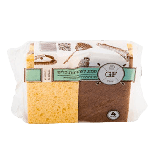 ספוג כלים | אקולוגי | כל אריזה מכילה 4 יחידות | GF