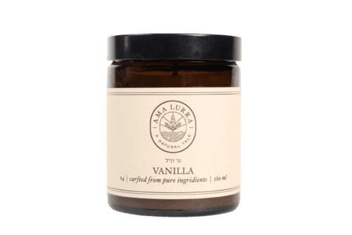 נר וניל קטן | ריח מתקתק ועדין מאוד | שעווה צמחית | ללא פראפין | 160 מל אמה לורה | Ama lurra