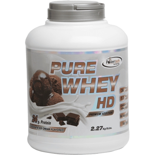 אבקה חלבון להכנת משקה על בסיס מי גבינה בטעם שוקולד - PURE WHEY HD - 227 KG תוספות פאוורטק | Powertech