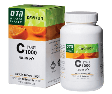 ויטמין C סי 1000 | לא חמוצי | בתוספת פקעות ורדים | מכיל 60 טבליות לבליעה | פלוריש הדס | Floris Hadas